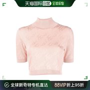 香港直邮Fendi芬迪女士针织衫短袖粉色短款高领保暖休闲简约个性