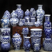 陶瓷集合--复古手绘高温青花瓷仿古上釉瓷器，花瓶将军罐艺术摆件