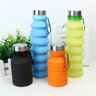 硅胶折叠水杯创意水瓶便携式伸缩折叠水杯550ml大容量食品级硅胶