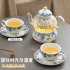 英式陶瓷小蓝花杯碟，下午茶套装高雅花茶壶，蜡烛加热茶具咖啡杯碟