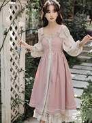 复古甜美lolita春夏可拆穿两件套长裙cla系连衣裙在逃公主纯欲裙