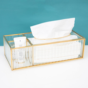欧式高档家用客厅纸巾盒玻璃，轻奢酒店餐厅，抽纸盒多功能纸巾收纳盒