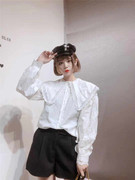 衬衫229欧洲站春季女装，韩版气质娃娃领拼接蕾丝白色上衣