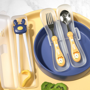 宝宝勺子儿童学吃饭训练筷婴儿叉子自主进食辅食勺餐具套装不锈钢