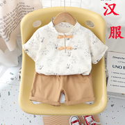 男童运动夏装套装2宝宝熊猫唐装1周岁婴儿夏季汉服4中国风短袖5薄