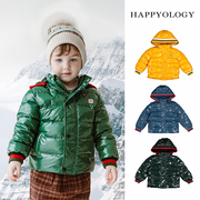 happyology英国95白鹅绒(白鹅绒，)儿童羽绒服英伦，男女童连帽冬季保暖滑雪服