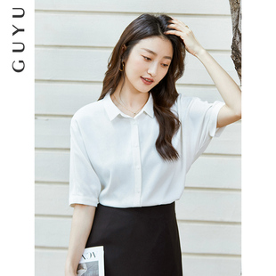 雪纺衬衫女短袖韩版夏季薄款中袖上衣正装，白色衬衣职业气质工作服