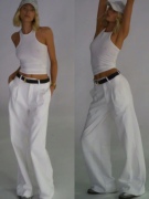 elsahosk同款白色工字，背心白色休闲裤女裤子，2023年女装套装女