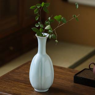 景德镇陶瓷器仿古影青瓷花瓶现代简约插花干花客厅家居装饰品摆件