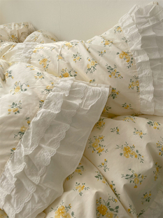 梨梦日落是免费的~纯棉四件套全棉碎花，公主床单被套床裙床上用品