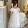 女童白色公主裙连衣裙，夏季2024大儿童装生日花童礼服婚纱裙子