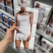 Calvin Klein/CK 男士纯棉纯色吸汗透气打底衫无袖T恤背心 3件/盒