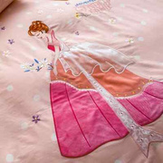 儿童床品四件套女孩纯棉粉色公主风卡通女童被套床单床笠定制12