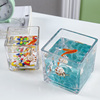 小鱼缸水族箱客厅小型桌面，创意家用水晶玻璃生态，迷你金鱼缸(金鱼缸)方形
