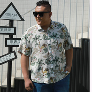 夏威夷沙滩花短袖衬衫男士宽松版加肥，加大码韩风薄款胖子衬衣男装