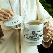 特大泡茶杯陶瓷咖啡，水杯带盖办公家用个人，专用大容量1000ml茶缸