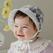 KIDSCLARA韩国婴儿公主帽2024春款女宝宝蕾丝帽可爱遮阳帽宫廷帽