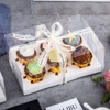 彩虹烘焙馆纸杯蛋糕透明包装盒白色底托4格6格12格加高款五个起售