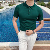 夏季韩版修身男士纯色针织短袖Polo衫英伦型男翻领T恤紧身打底衫