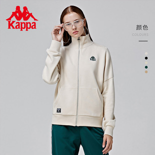 kappa卡帕outlets背靠背卫衣女，复古印花外套针织立领开衫夹克上衣