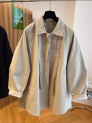 特大码300斤英伦风春秋季长袖衬衫，男女装高级感设计风衣休闲外套2