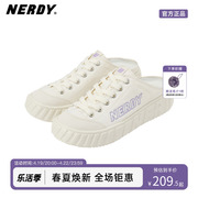 nerdy2023夏秋经典logo休闲鞋，男女同款无跟懒人帆布拖鞋潮牌