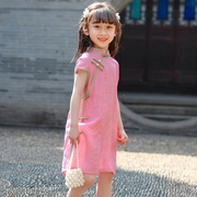 儿童旗袍2024夏季洋气连衣裙，女童民国风古风，汉服中式唐装裙子