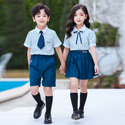 幼儿园园服夏装学院风儿童毕业照服装夏季短袖班服套装小学生校服