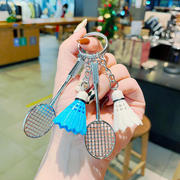 羽毛球拍挂件饰品创意，仿真球小羽毛球，挂件钥匙扣金属