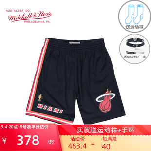 Mitchell Ness复古篮球裤SW球迷版NBA热火队96季韦德短裤男运动裤