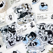 源文化暮光贴纸包 小黑猫日记本系列 可爱猫咪封口贴手帐素材贴画