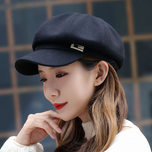 帽子女韩版春秋天时装帽时尚潮流帅气鸭舌贝雷帽休闲显气质八角帽