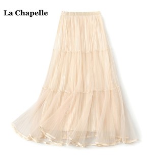 拉夏贝尔/La Chapelle春夏两面穿半身裙女小个子仙女裙a字网纱裙
