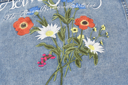 花卉刺绣国潮复古做旧水洗牛仔，夹克休闲宽松长袖，浅蓝外套潮1106