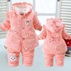 婴儿冬季加绒加厚棉衣，两件套装0-1岁2女童女宝宝，衣服冬装棉袄外套