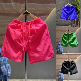 夏季潮流荧光彩色休闲短裤情侣款时尚宽松速干运动沙滩五分裤