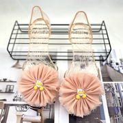 韩版果冻凉鞋女夏平底卡通，花朵鱼嘴透明水晶，塑料平跟凉拖鞋潮