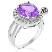 virjewels4cttw紫色紫水晶戒指.925纯银，配铑椭圆形12x10