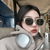 欧美潮人辣妹复古椭圆形科技金属，高级感墨镜个性韩版女圆脸太阳镜