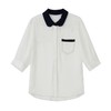 衬衫时尚撞色翻领单排扣短袖，单口袋(单口袋)设计宽松气质雪纺衫0.15