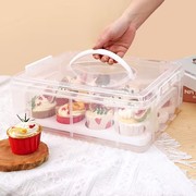 多层手提纸杯蛋糕收纳盒移动甜品，台塑料密封包装盒，纸杯蛋糕打包盒