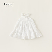 儿童夏季连衣裙女童白色公主，裙宝宝仙气吊带裙花边拼接甜美洋气