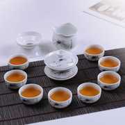 高档功夫茶具套装家用陶瓷，泡茶器白瓷，茶杯整套简约青花瓷茶具茶壶