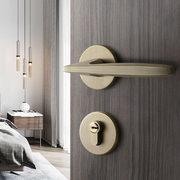 青古铜色门锁室内卧室房门锁，静音磁吸分体，门把手新中式复古木门锁