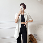 王太太 WANGTAITAI 夏季防晒西装短袖韩版宽松薄款白色西装外套女