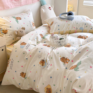 床品四件套纯棉床单被罩，单人床三件套全棉，卡通儿童床上用品4件套