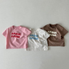 婴儿短袖t恤夏装男女，宝宝薄款半袖上衣字母，印花儿童体恤衣服韩版