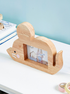 六寸相框摆台实木创意可爱相架儿童房桌面卡通老鼠装饰品照片摆件