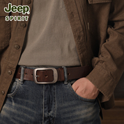 jeep吉普2024针扣皮带，真皮男士头层纯牛皮，休闲百搭牛仔裤腰带