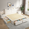 北欧白色实木床现代简约主卧1.8米双人床抽屉高箱储物1.35m单人床